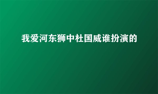 我爱河东狮中杜国威谁扮演的