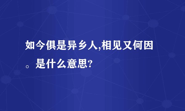 如今俱是异乡人,相见又何因。是什么意思?