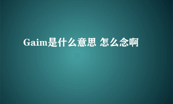 Gaim是什么意思 怎么念啊