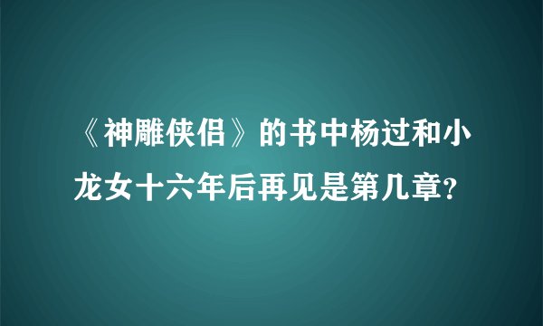 《神雕侠侣》的书中杨过和小龙女十六年后再见是第几章？