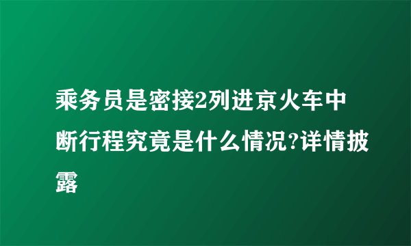 乘务员是密接2列进京火车中断行程究竟是什么情况?详情披露