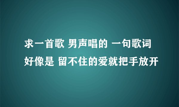 求一首歌 男声唱的 一句歌词好像是 留不住的爱就把手放开