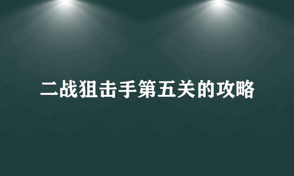 二战狙击手第五关的攻略