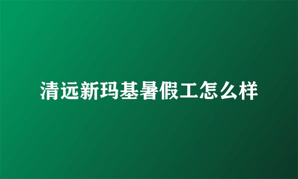 清远新玛基暑假工怎么样