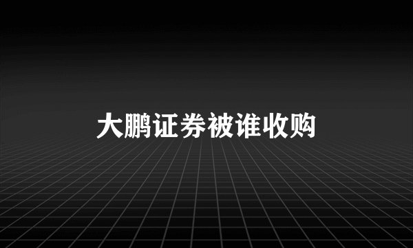 大鹏证券被谁收购