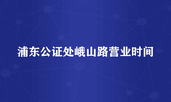浦东公证处峨山路营业时间