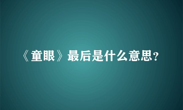 《童眼》最后是什么意思？