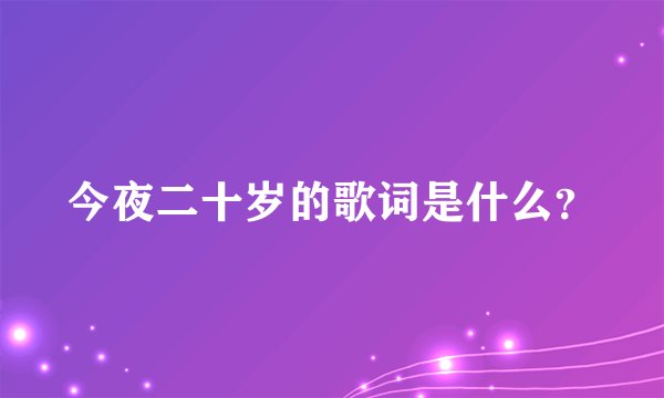 今夜二十岁的歌词是什么？