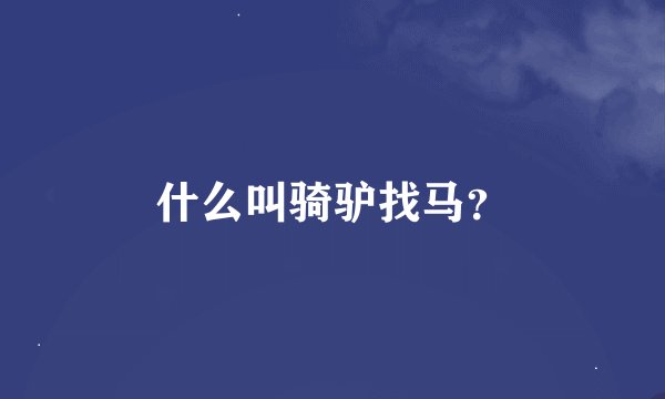 什么叫骑驴找马？