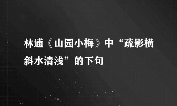 林逋《山园小梅》中“疏影横斜水清浅”的下句