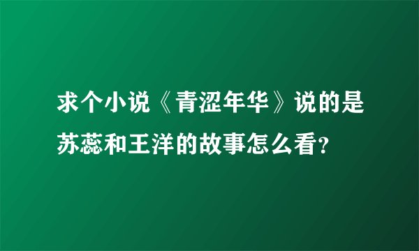 求个小说《青涩年华》说的是苏蕊和王洋的故事怎么看？