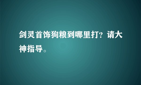 剑灵首饰狗粮到哪里打？请大神指导。