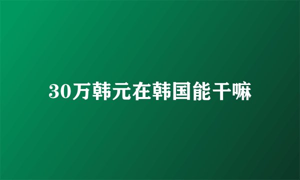 30万韩元在韩国能干嘛