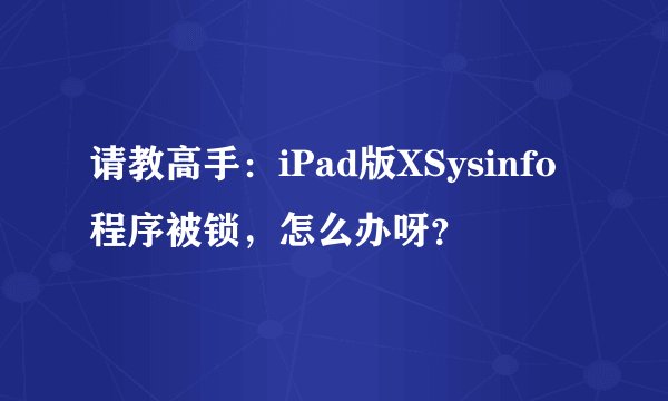 请教高手：iPad版XSysinfo程序被锁，怎么办呀？