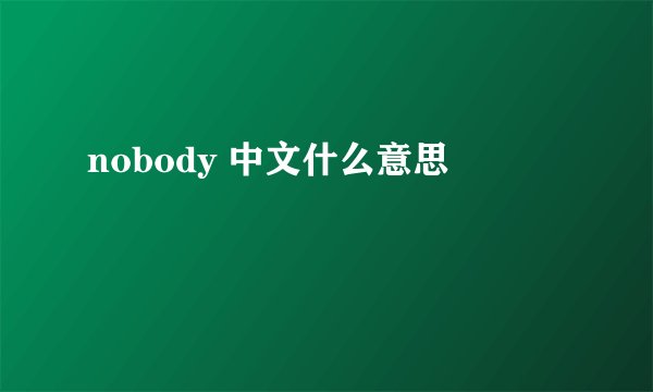 nobody 中文什么意思