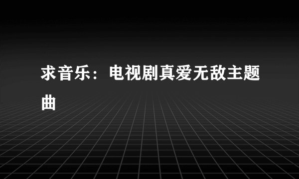 求音乐：电视剧真爱无敌主题曲