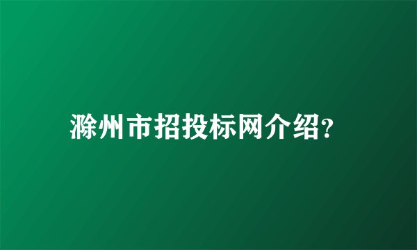 滁州市招投标网介绍？