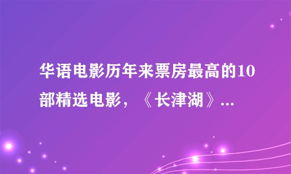 华语电影历年来票房最高的10部精选电影，《长津湖》夺得票房冠军