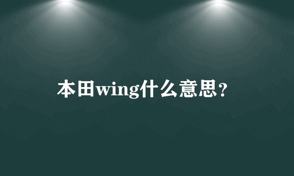 本田wing什么意思？