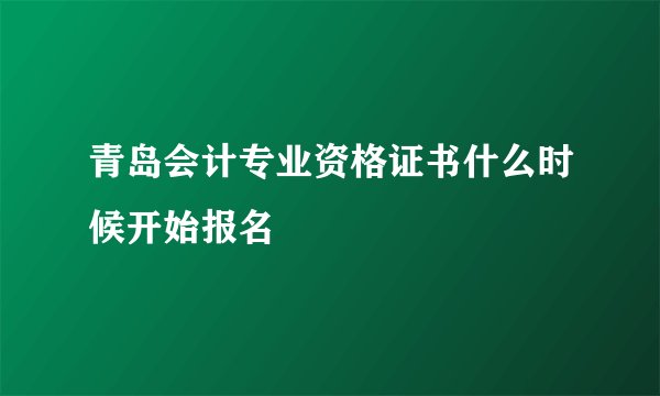 青岛会计专业资格证书什么时候开始报名
