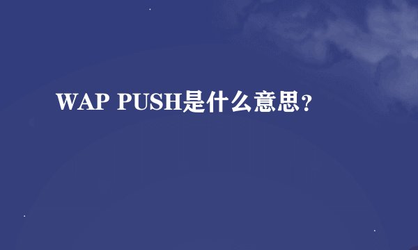 WAP PUSH是什么意思？
