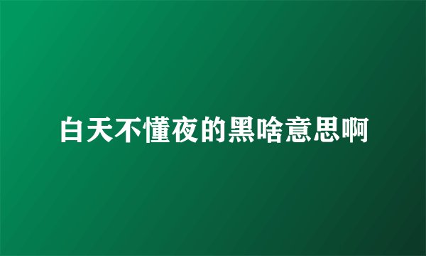 白天不懂夜的黑啥意思啊