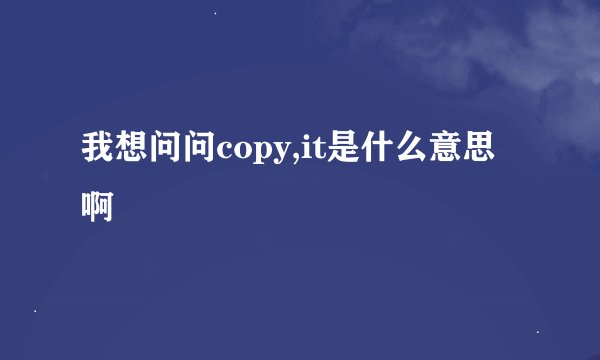 我想问问copy,it是什么意思啊