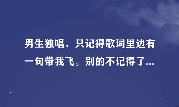 男生独唱，只记得歌词里边有一句带我飞。别的不记得了，谁可以帮我找一下啊。不胜感激