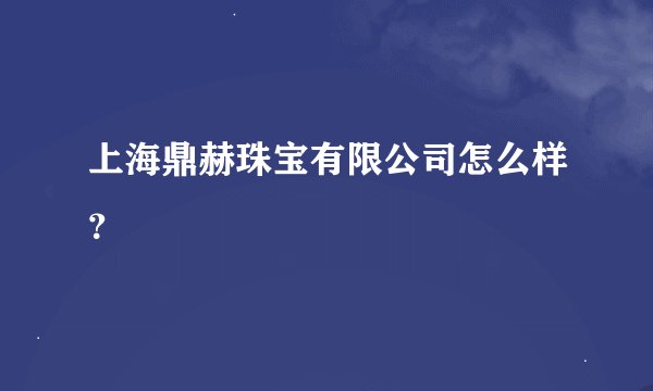 上海鼎赫珠宝有限公司怎么样？