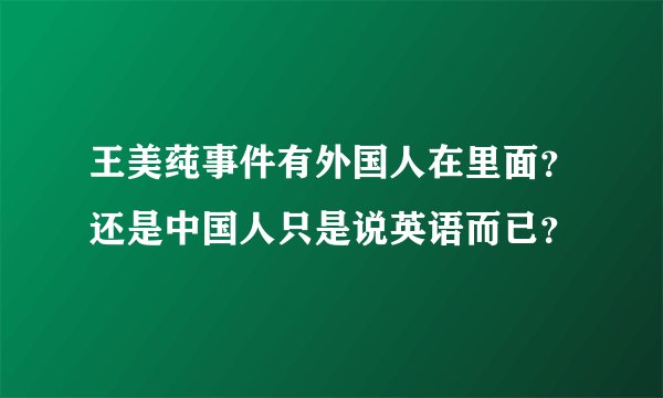 王美莼事件有外国人在里面？还是中国人只是说英语而已？