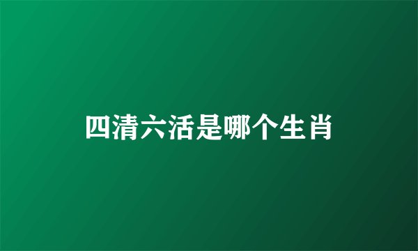 四清六活是哪个生肖