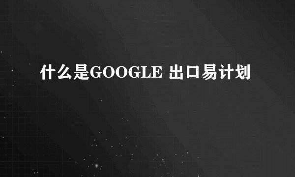 什么是GOOGLE 出口易计划