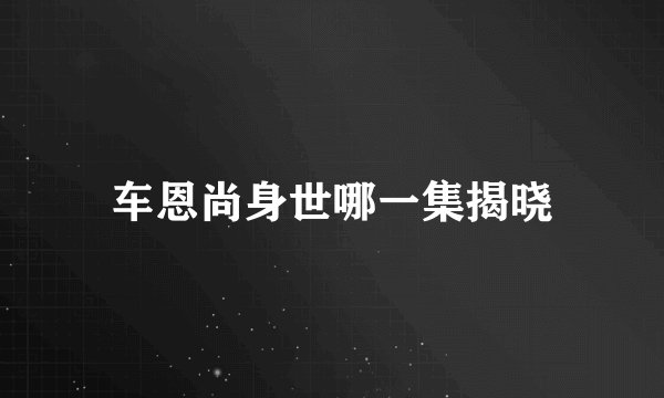 车恩尚身世哪一集揭晓