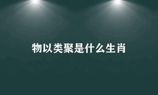 物以类聚是什么生肖