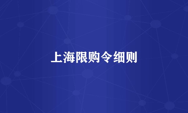 上海限购令细则