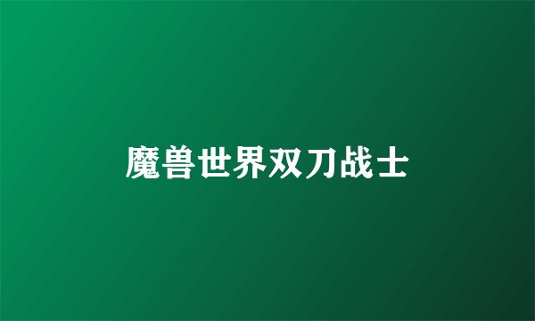 魔兽世界双刀战士