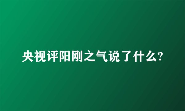 央视评阳刚之气说了什么?