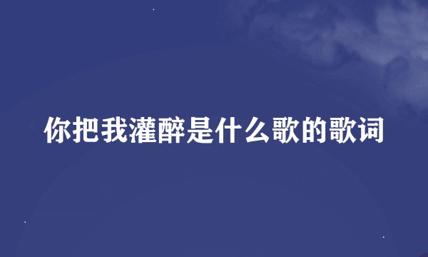 你把我灌醉是什么歌的歌词