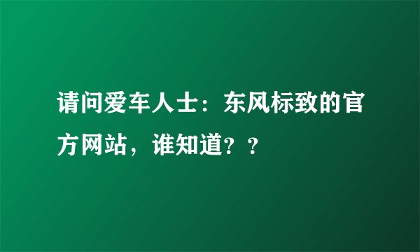请问爱车人士：东风标致的官方网站，谁知道？？