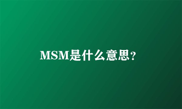 MSM是什么意思？