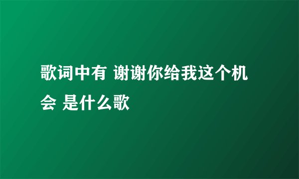 歌词中有 谢谢你给我这个机会 是什么歌