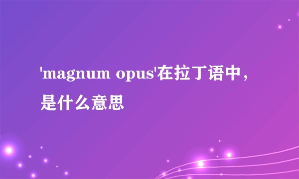 'magnum opus'在拉丁语中，是什么意思