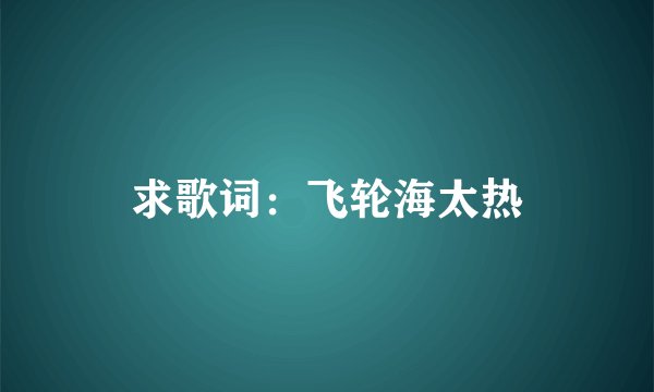 求歌词：飞轮海太热