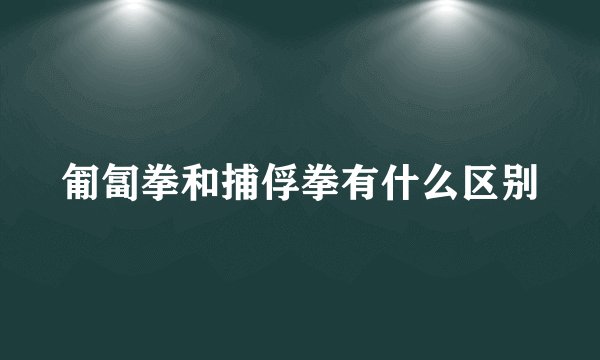 匍匐拳和捕俘拳有什么区别