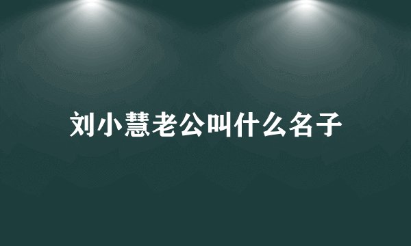 刘小慧老公叫什么名子