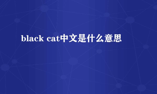 black cat中文是什么意思