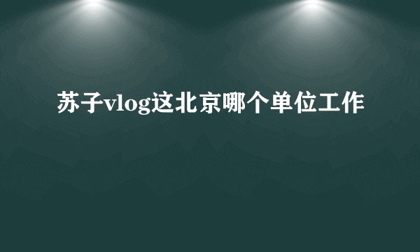 苏子vlog这北京哪个单位工作