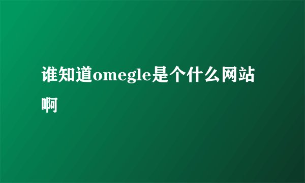谁知道omegle是个什么网站啊