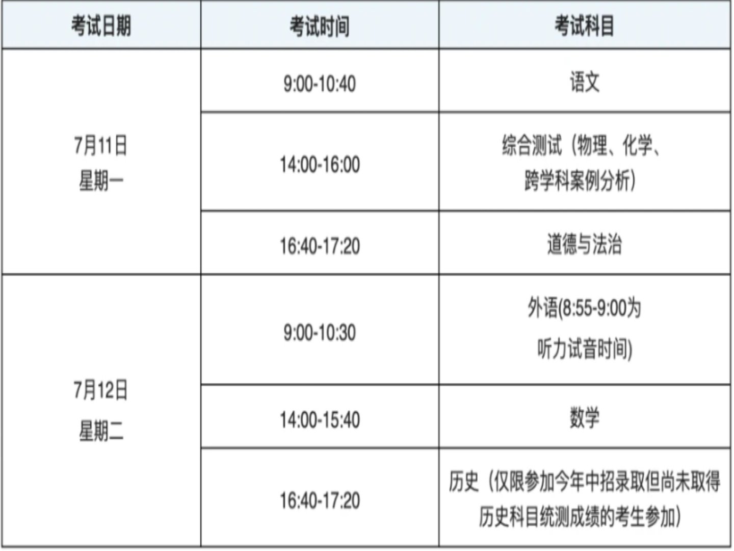 上海中考是几月几号？