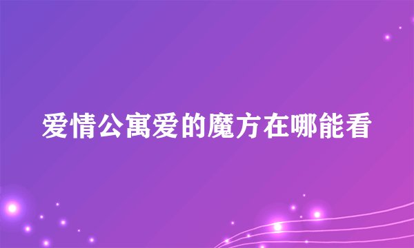 爱情公寓爱的魔方在哪能看
